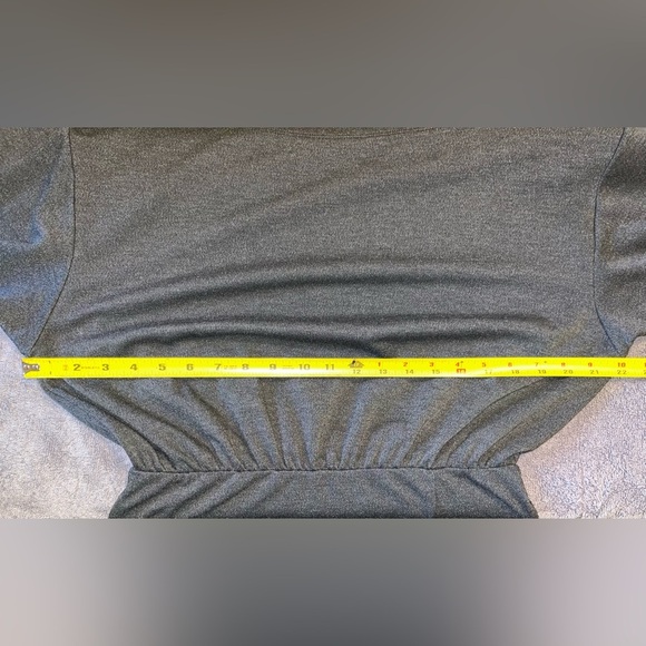 Anthropologie Gray Knit Column Boatneck Midi Dress Sz S Stretch Goth Grunge Punk - Picture 4 of 8